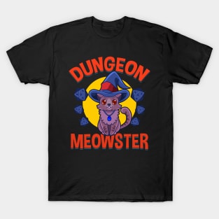 Adorable Dungeon Meowster Gamer Cat Pun T-Shirt